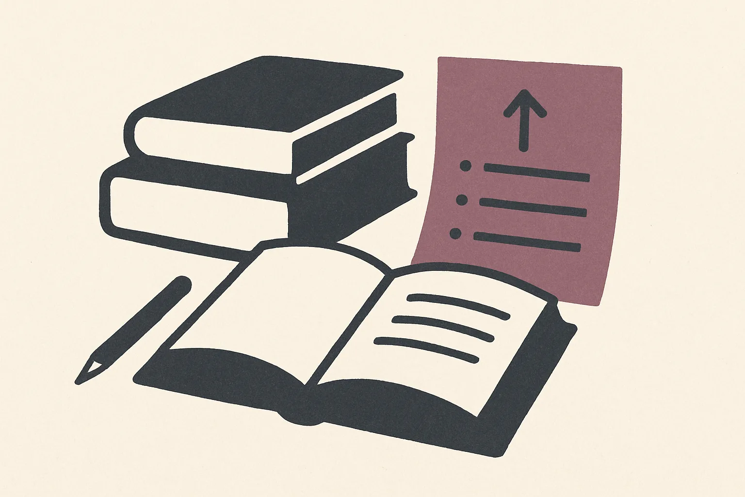 Editorial illustration for a section about draft a thesis, core arguments, and structure