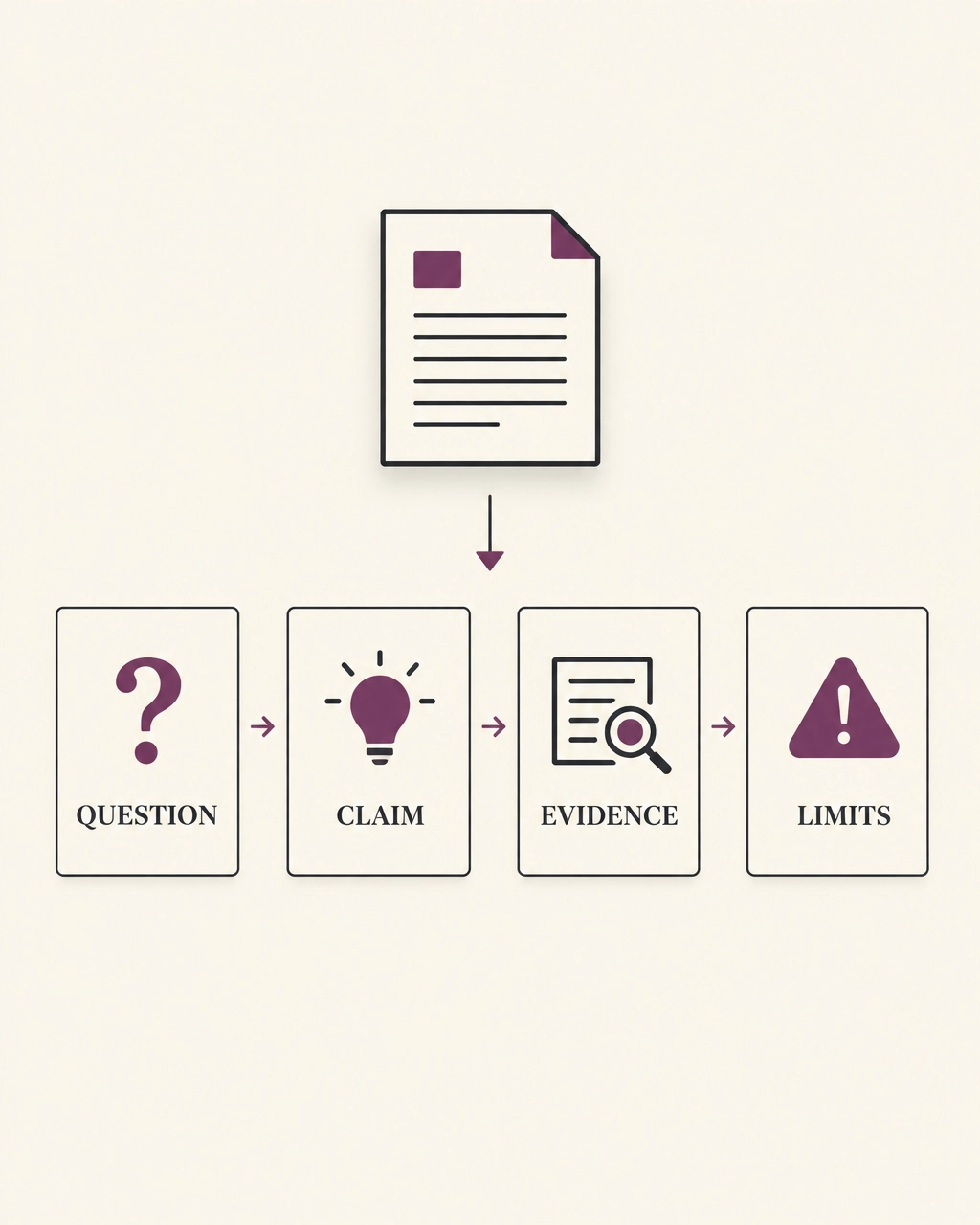 A simple map of a paper's question, claim, evidence, and limits