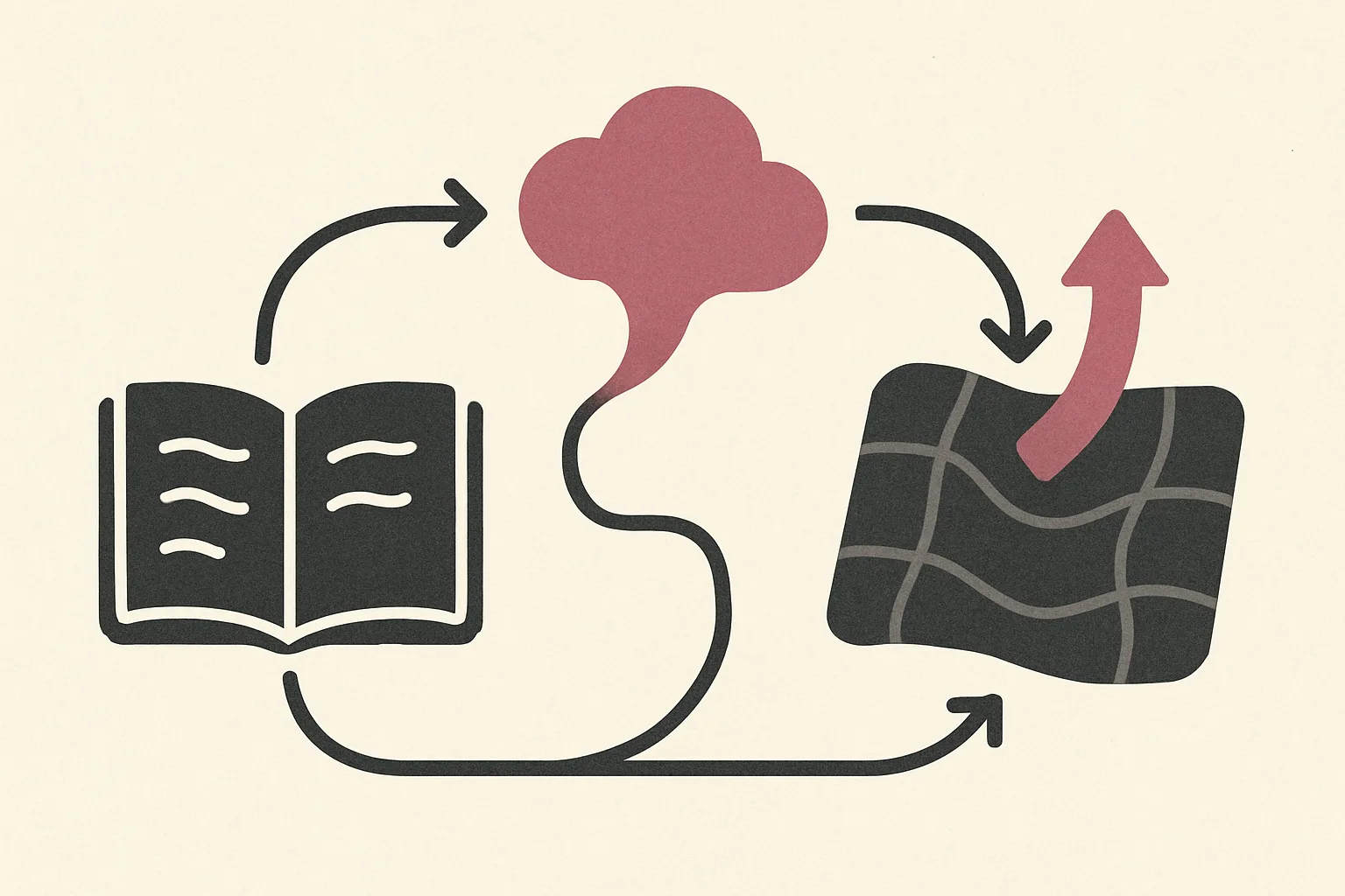Editorial illustration for a section about update the map as new insights emerge