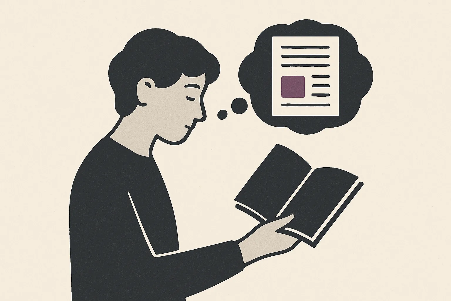 Editorial illustration of a personal manuscript and public reading held in a single workspace