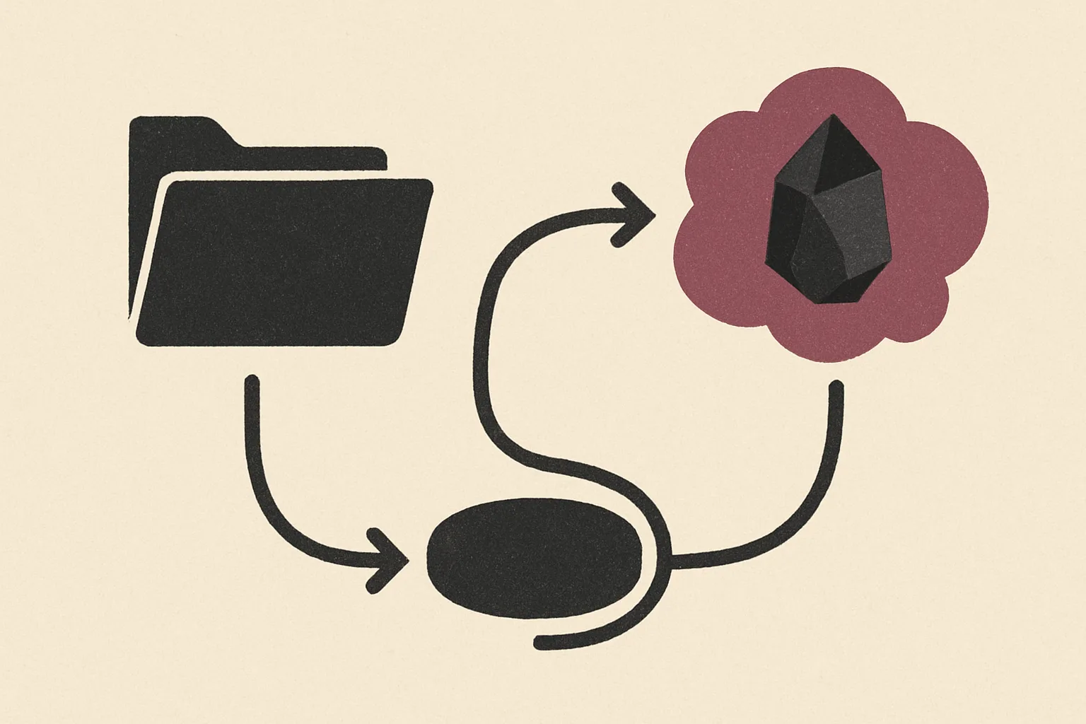 Editorial illustration for a section about 1. the historical pull of folders in note taking