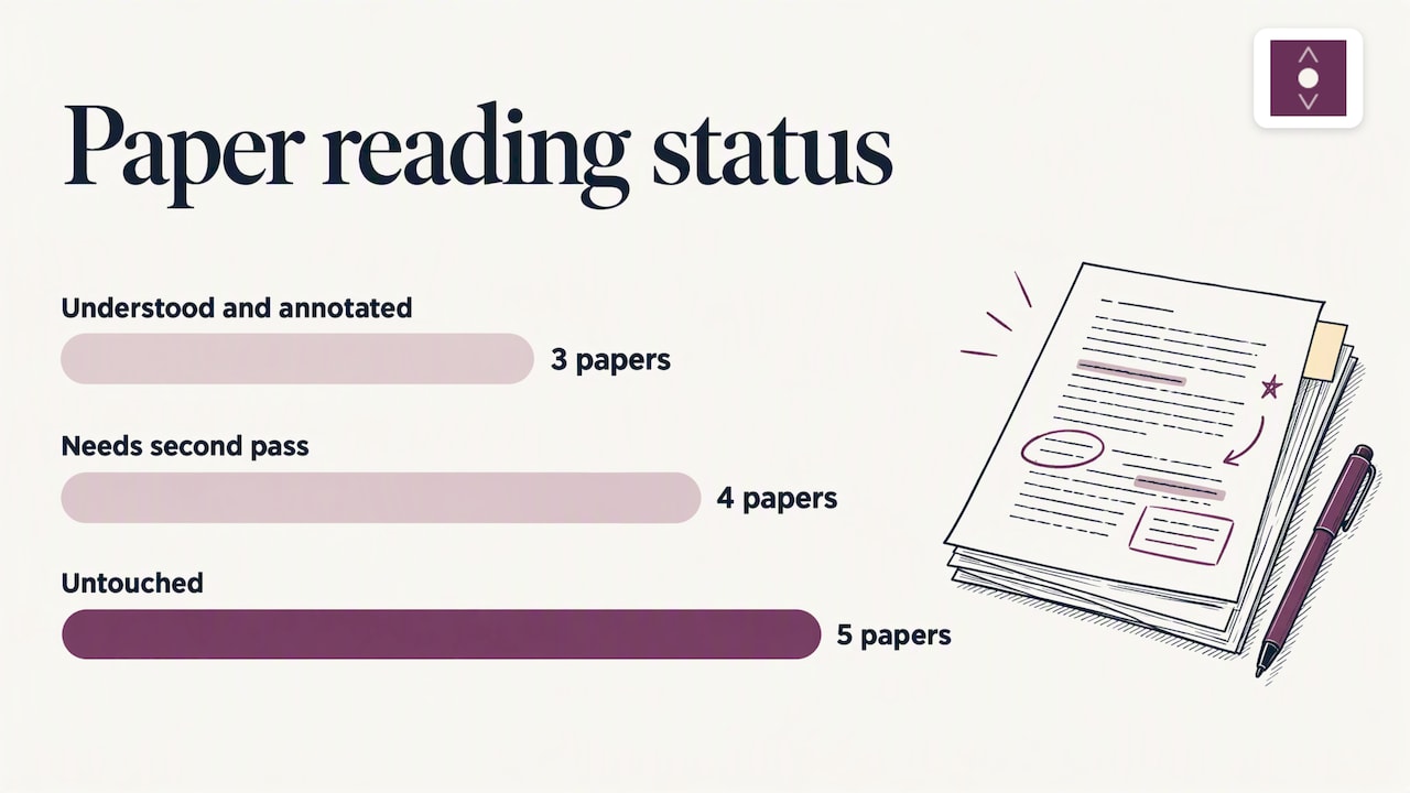 Twelve papers grouped by reading status