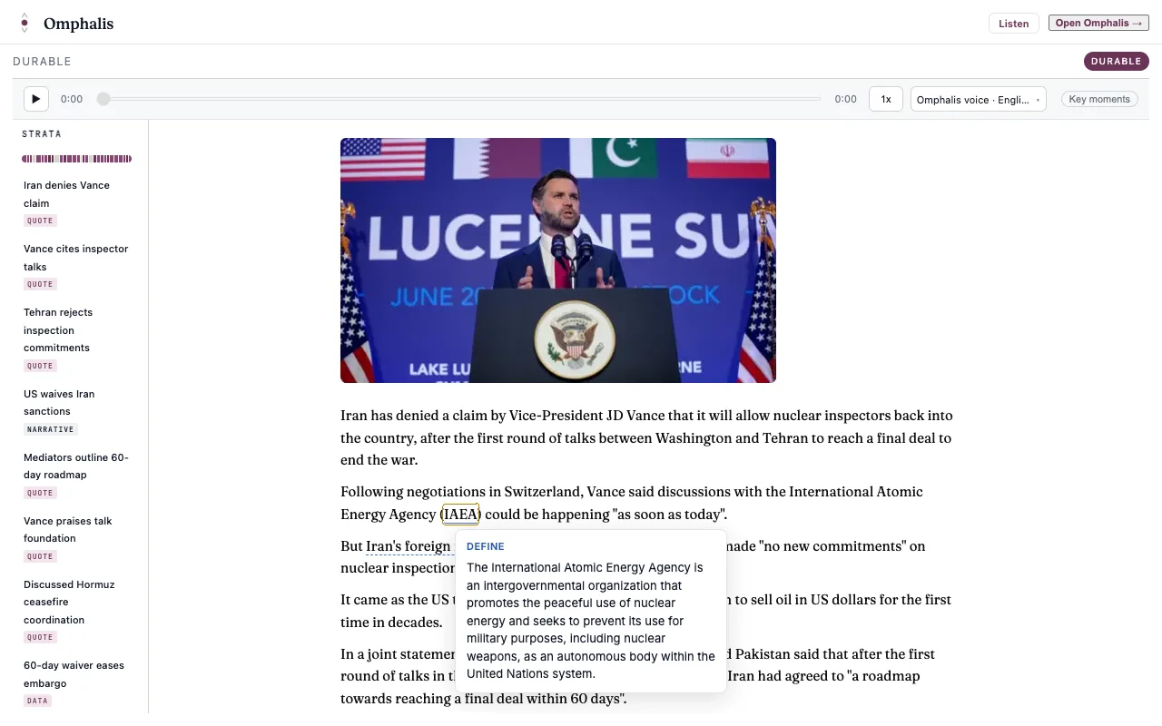 Inline annotations in the Omphalis extension reader